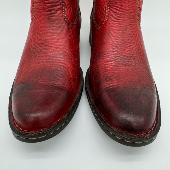 Born Genuine Leather Red Western Tall Cowgirl Boots Size 7.5 - Picture 3 of 13